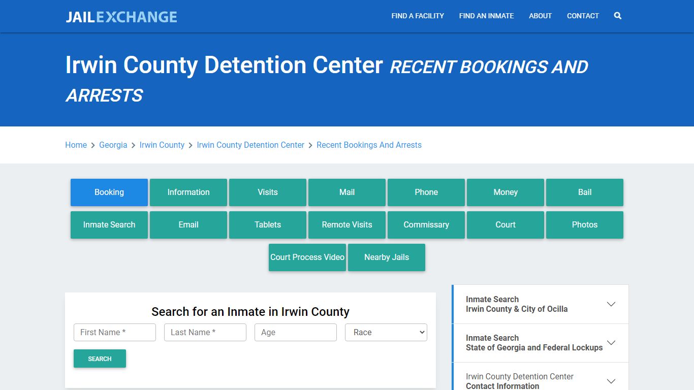 Irwin County Detention Center Recent Bookings And Arrests - Jail Exchange