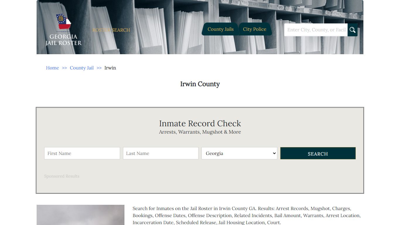 Irwin County - Georgia Jail Inmate Search