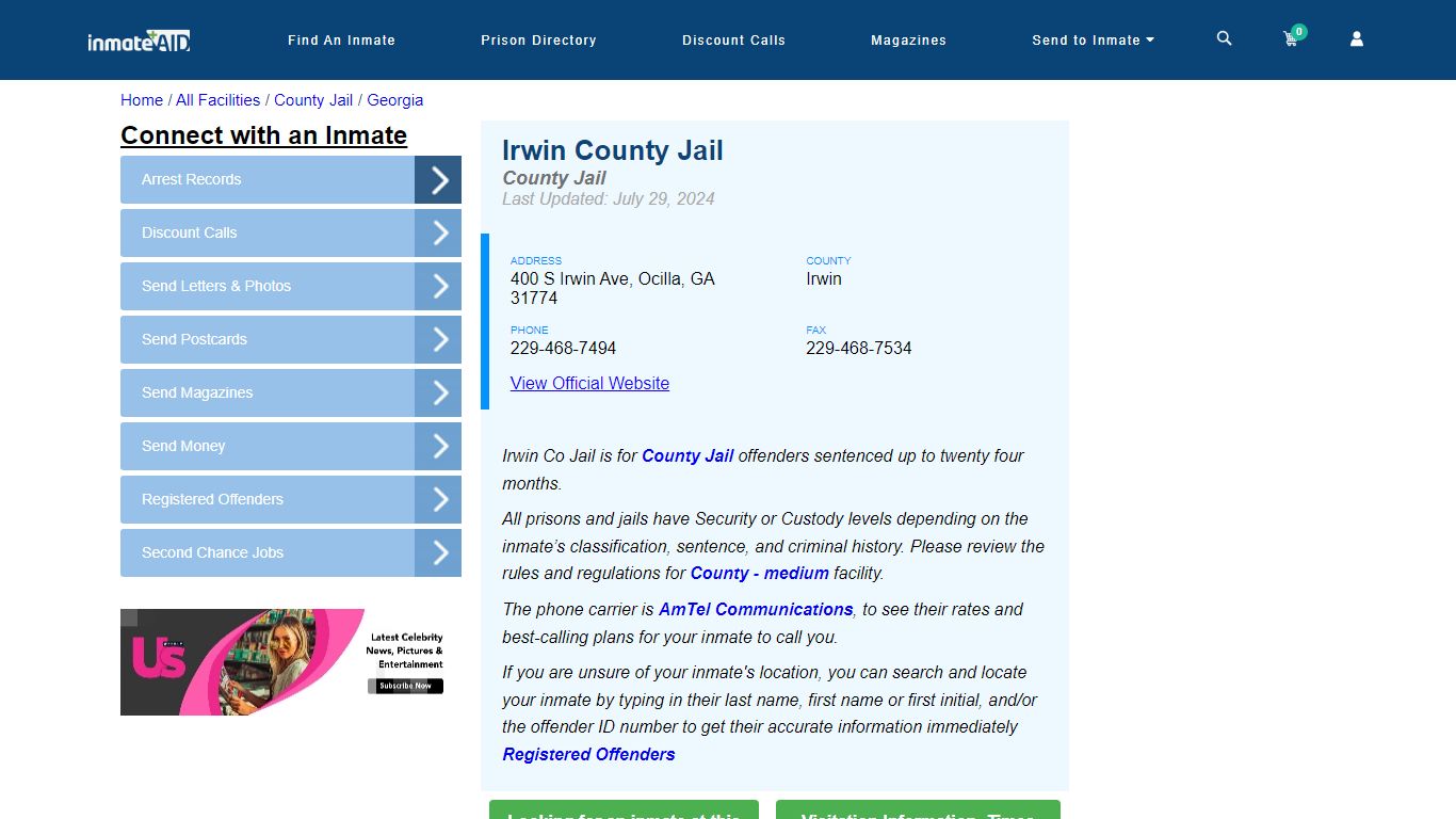 Irwin County Jail - Inmate Locator