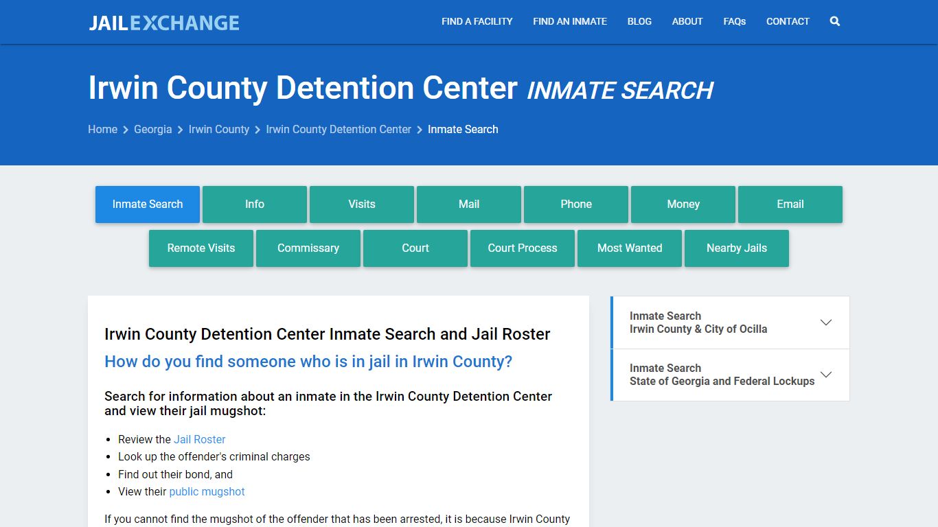 Irwin County Detention Center Inmate Search - Jail Exchange