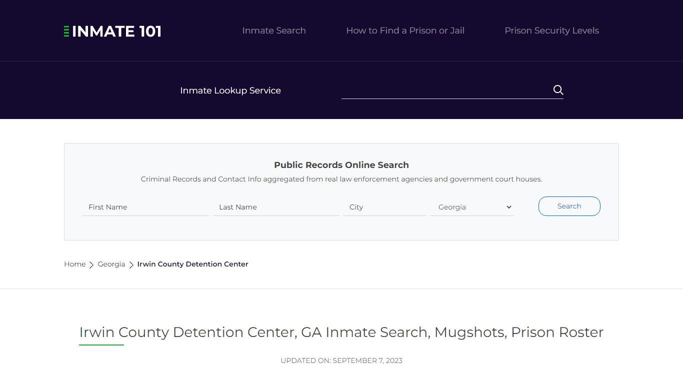 Irwin County Detention Center, GA Inmate Search, Mugshots, Prison ...